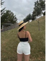 Siyah İp Askılı Çizgili Büstiyer