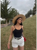 Siyah İp Askılı Çizgili Büstiyer