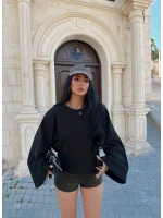 Siyah İspanyol Kol Basic Sweat