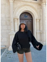 Siyah İspanyol Kol Basic Sweat