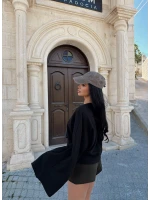 Siyah İspanyol Kol Basic Sweat
