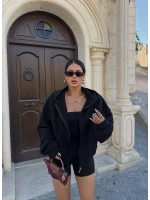Siyah Kapşonlu Kanguru Cep Hoodie