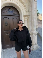 Siyah Kapşonlu Kanguru Cep Hoodie