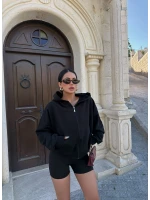 Siyah Kapşonlu Kanguru Cep Hoodie