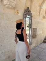 Siyah Kare Yaka Basic Bodysuit