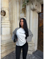 Siyah Kol Çizgili Reglan Sweat
