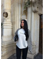 Siyah Kol Çizgili Reglan Sweat