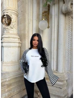 Siyah Kol Çizgili Reglan Sweat