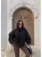 Siyah Kol Parçalı Şardonlu Sweat