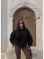 Siyah Kol Parçalı Şardonlu Sweat