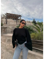 Siyah Kolları Volanlı Korse Sweat