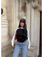 Siyah Kontrast Reglan Crop