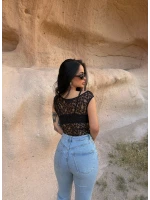 Siyah Kroşe Ajurlu Örgü Crop
