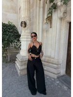 Siyah Kuşgözü Dokuma Lace Takım