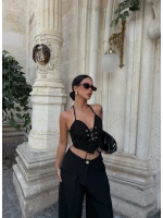 Siyah Kuşgözü Dokuma Lace Takım