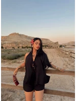 Siyah Linen İkili Takım