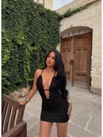 Siyah Livia Drapeli Mini Elbise
