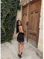 Siyah Maya Dantel Biyeli Elbise
