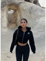 Siyah Nyc Korseli Fermuarlı Sweat