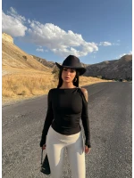 Siyah Omuz Tokalı Sandy Crop