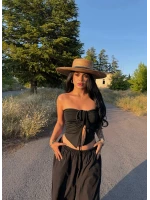 Siyah Ön Büzgülü Kelebek Crop
