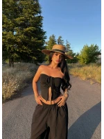Siyah Ön Büzgülü Kelebek Crop