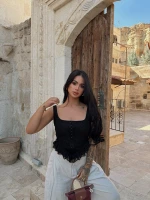 Siyah Önü Kancalı Güpürlü Büstiyer