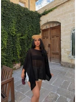 Siyah Oversize Batwing Triko Panço