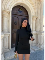Siyah Parmak Geçmeli Basic Elbise