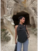 Siyah Puantiyeli Degaje Bluz