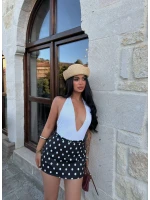 Siyah Puantiyeli Yüksek Bel Şort Etek