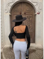 Siyah Sırt Açık Basic Crop