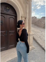 Siyah Sırt Degaje Basic Crop