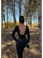 Siyah Sırt Degaje Sandy Elbise