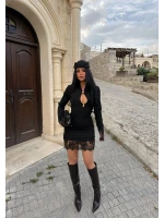 Siyah Sofia Güpürlü Elbise