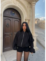 Siyah Vera Balon Kollu Bomber Ceket