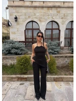 Siyah Vera Yaka Aksesuarlı Takım