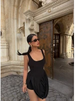 Siyah Verona Drapeli Elbise