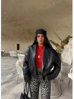 Siyah Vintage Kruvaze Deri Ceket