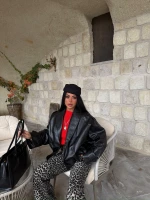 Siyah Vintage Kruvaze Deri Ceket