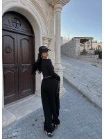 Siyah Yüksek Bel Basic Jogger Eşofman