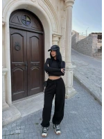 Siyah Yüksek Bel Basic Jogger Eşofman
