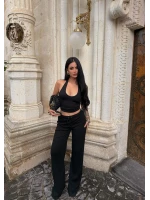 Siyah Yüksek Bel Kaşkorse Pantolon