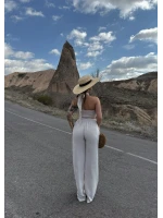Taş Elina Yaka Çapraz Keten Takım
