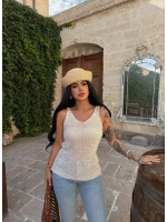 Taş Pullu Ajurlu Triko Bluz