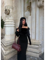 Valeria Kürklü Krep Elbise