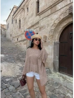 Vizon Taşlı Kayık Yaka Panço