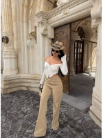 Wide Leg Beige Pantolon