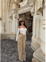 Wide Leg Beige Pantolon