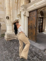 Wide Leg Beige Pantolon